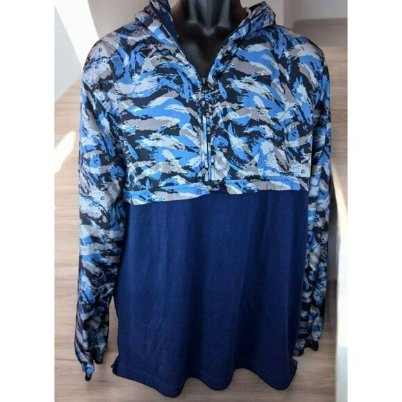 Under Armour Mens Fitted Hoodie Large Blue Camouflage - Picture 1 of 7